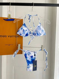 LV blue and white bikini