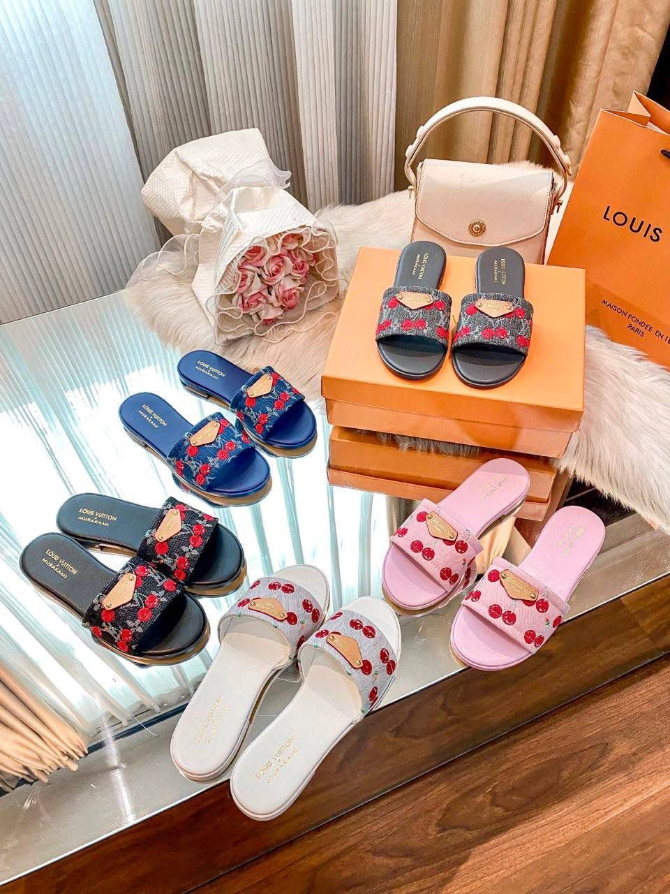 LV CHERRY SLIDERS
