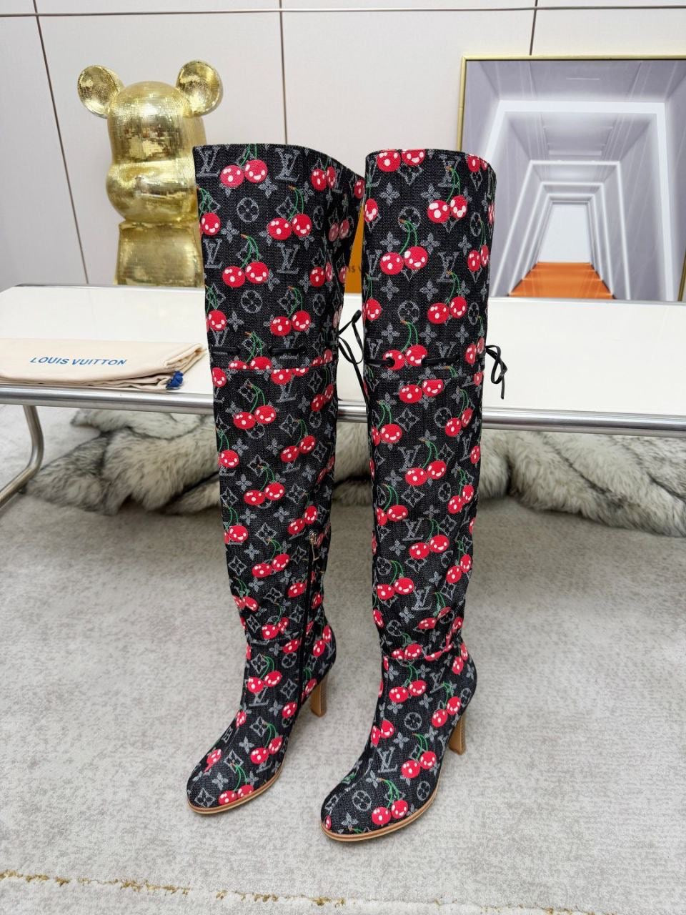 LV thigh high boots