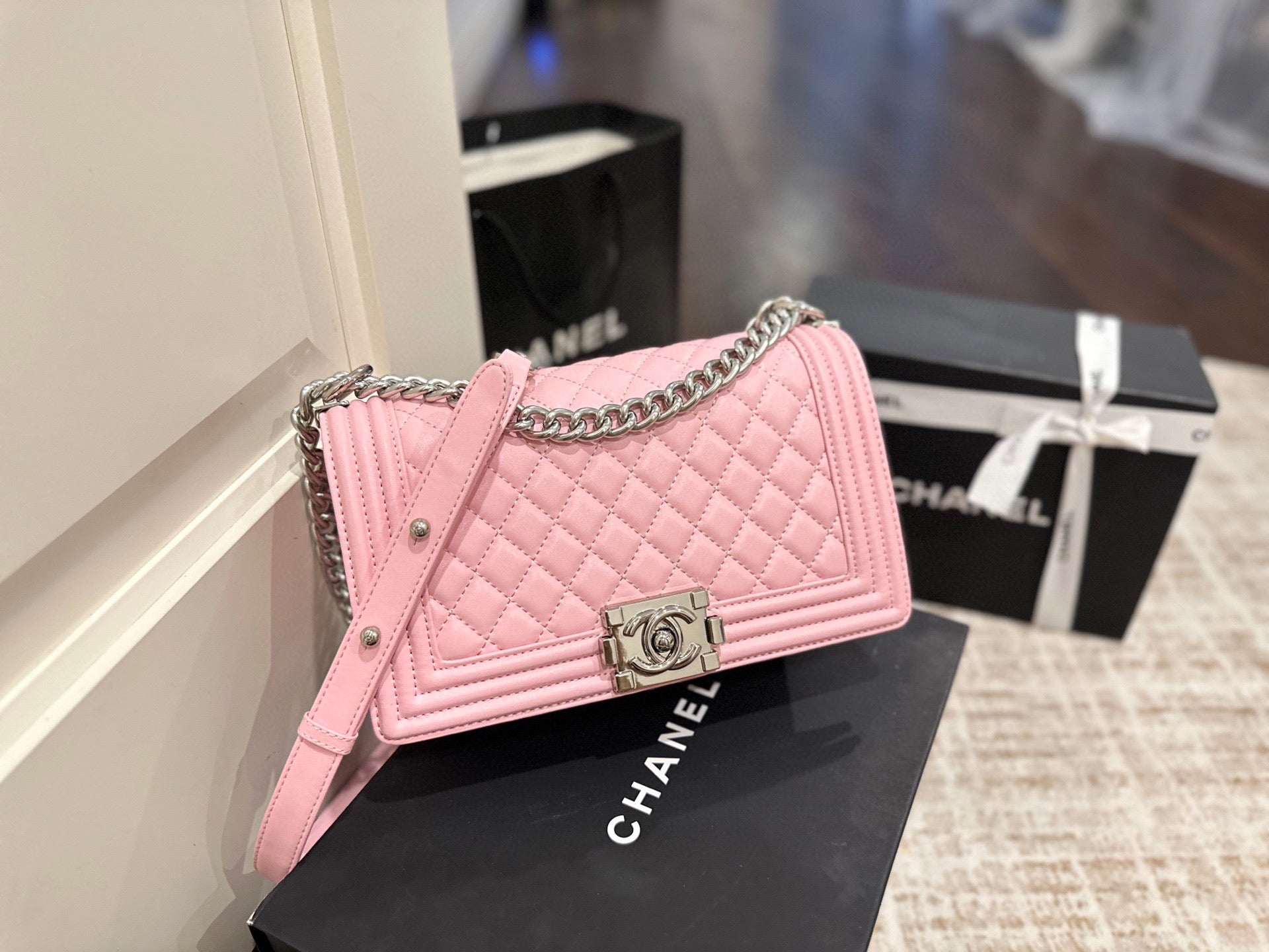 CC boy flap bag silver hardware