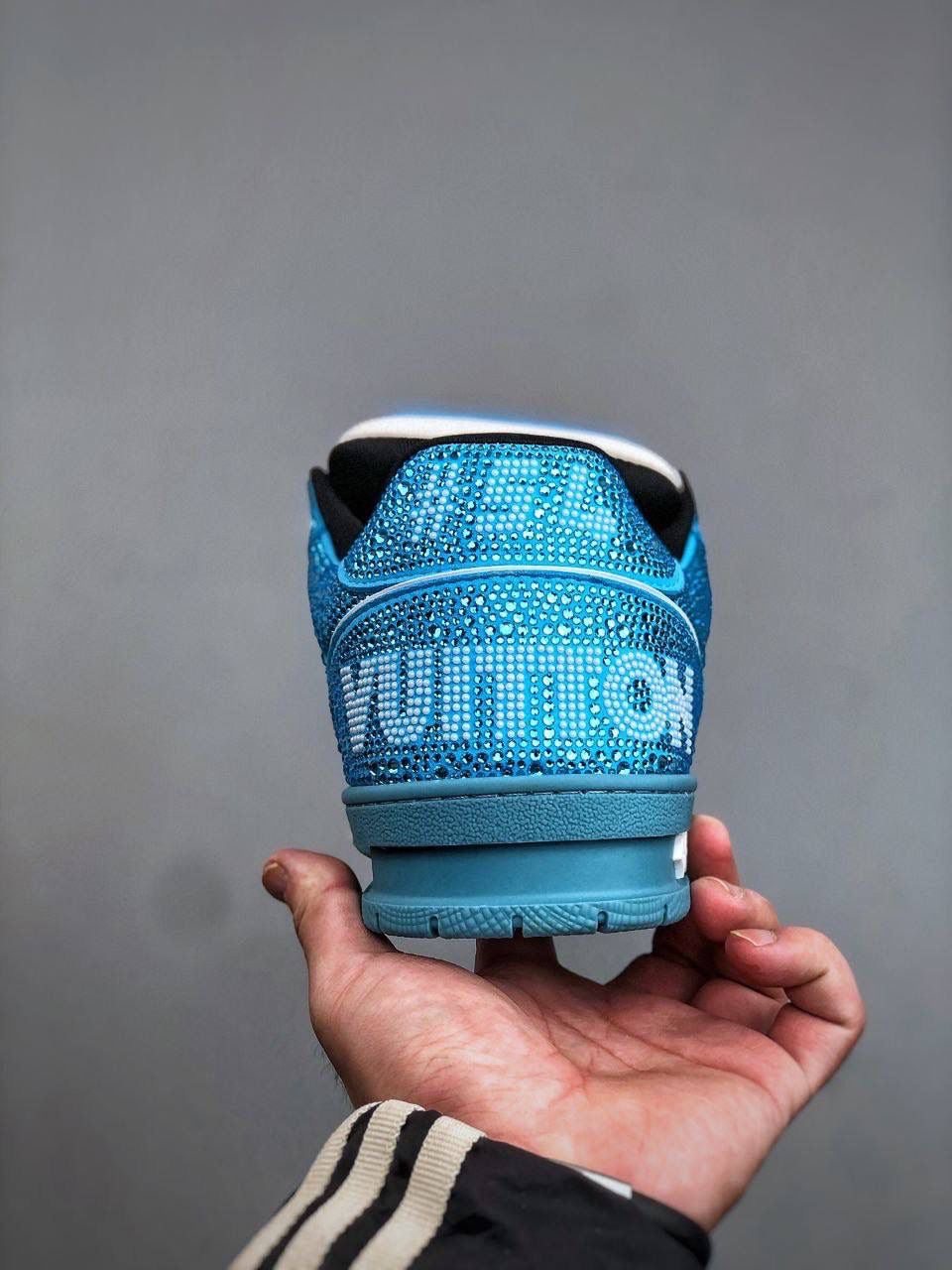 blue diamanté trainers