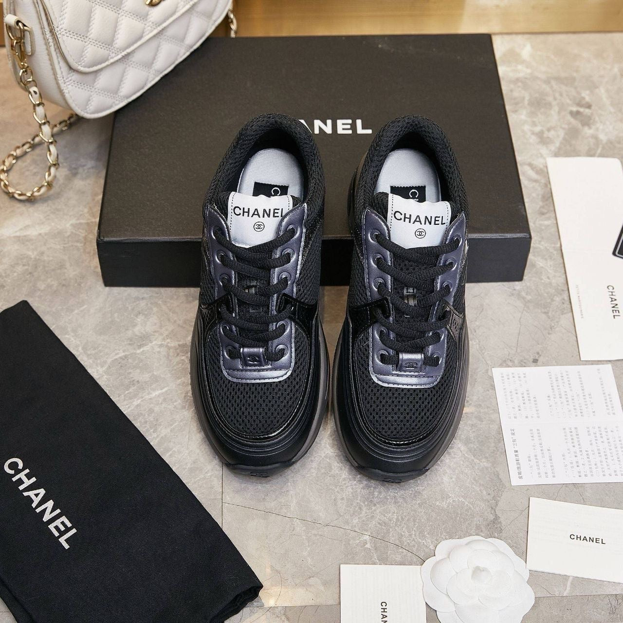 Chanel metalic trainers