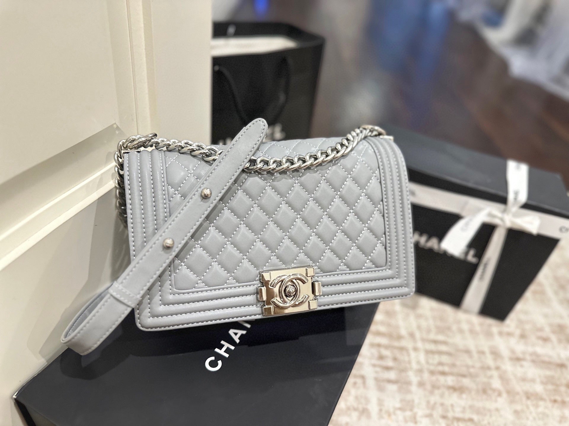 CC boy flap bag silver hardware