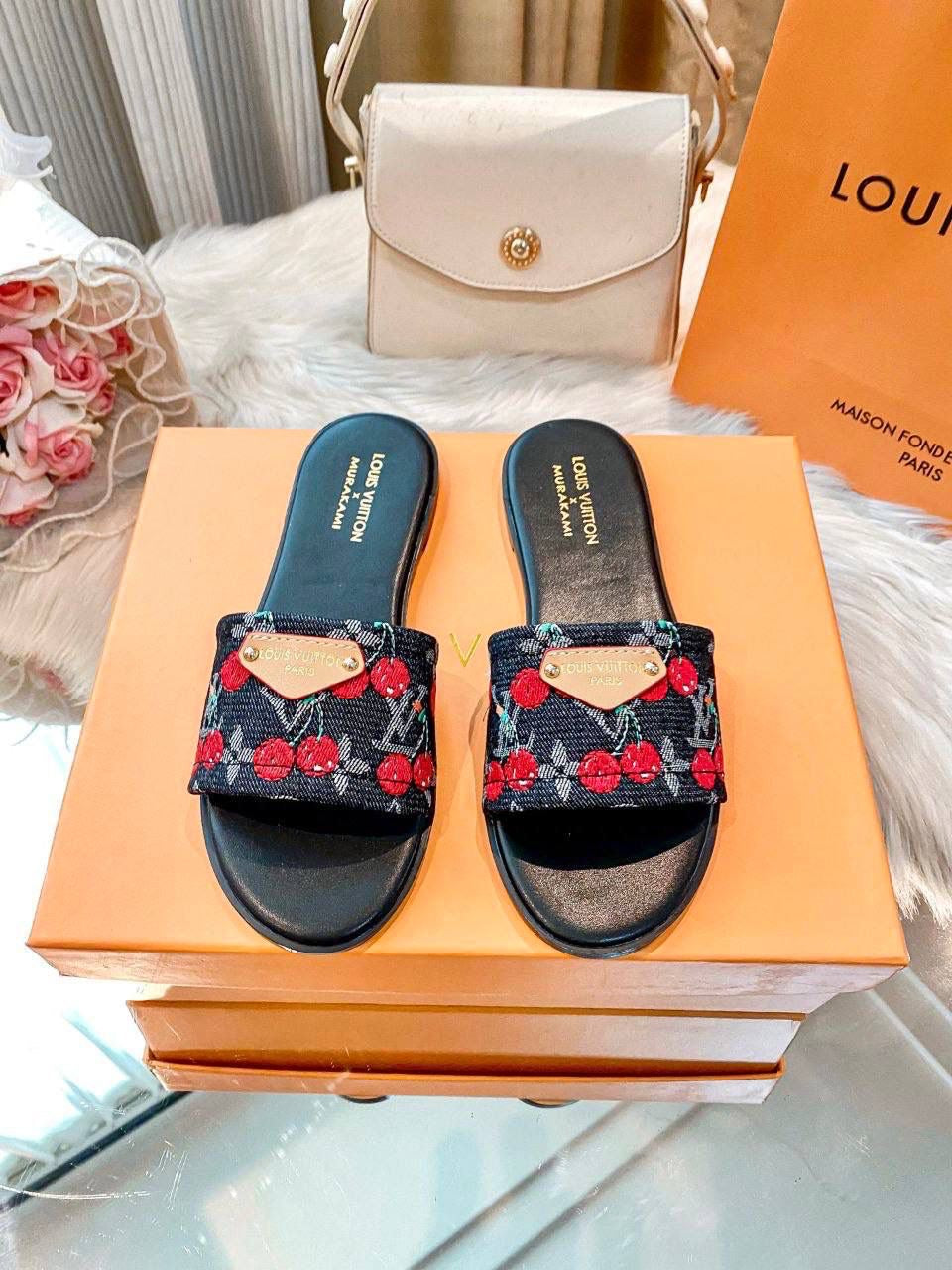 LV CHERRY SLIDERS