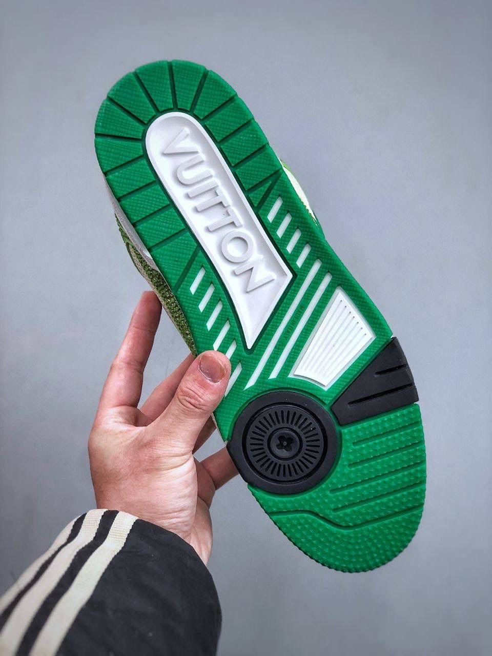 Green diamanté trainers