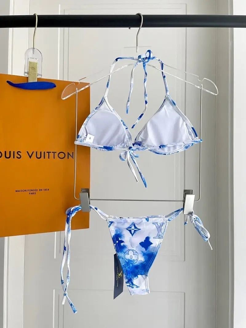 LV blue and white bikini