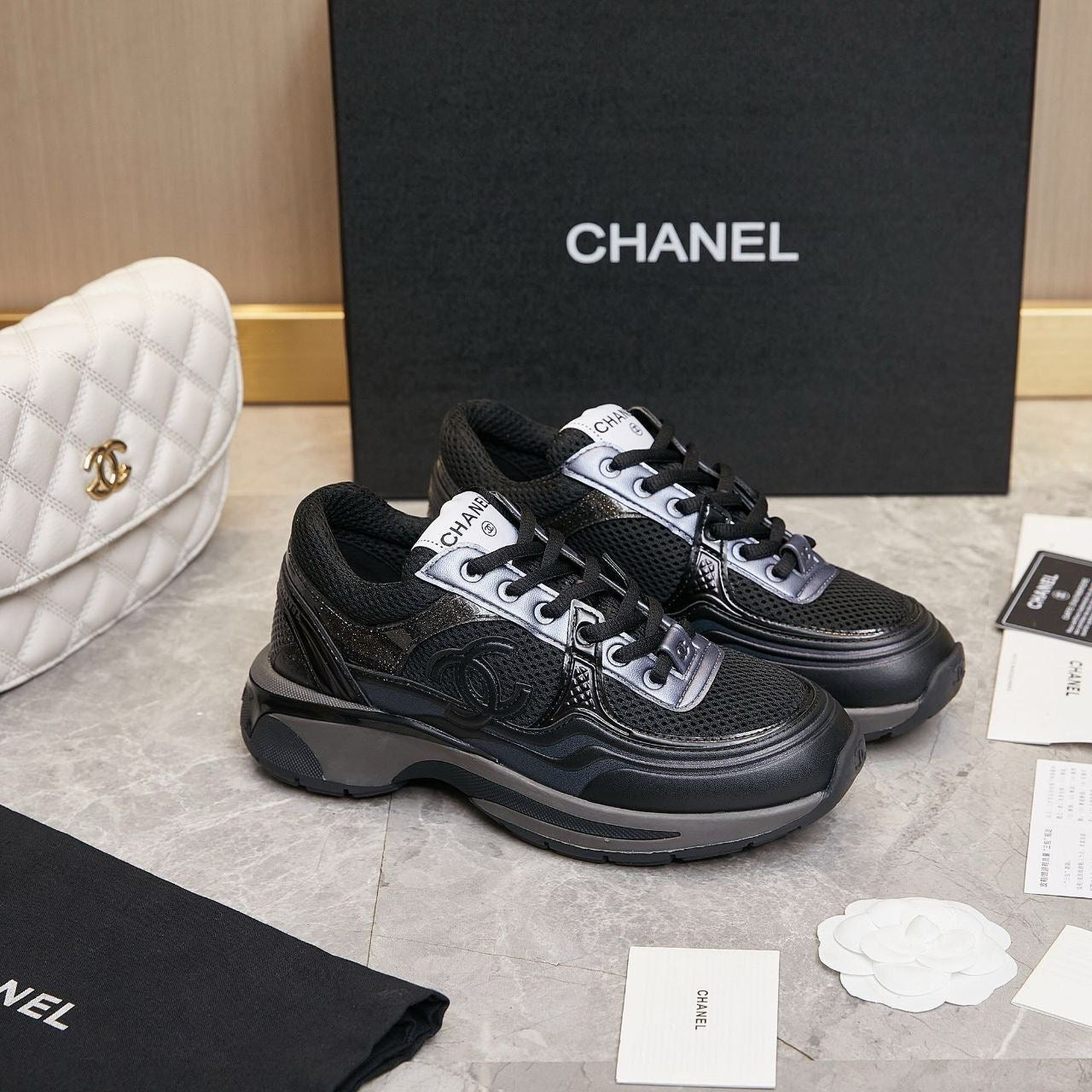 Chanel metalic trainers