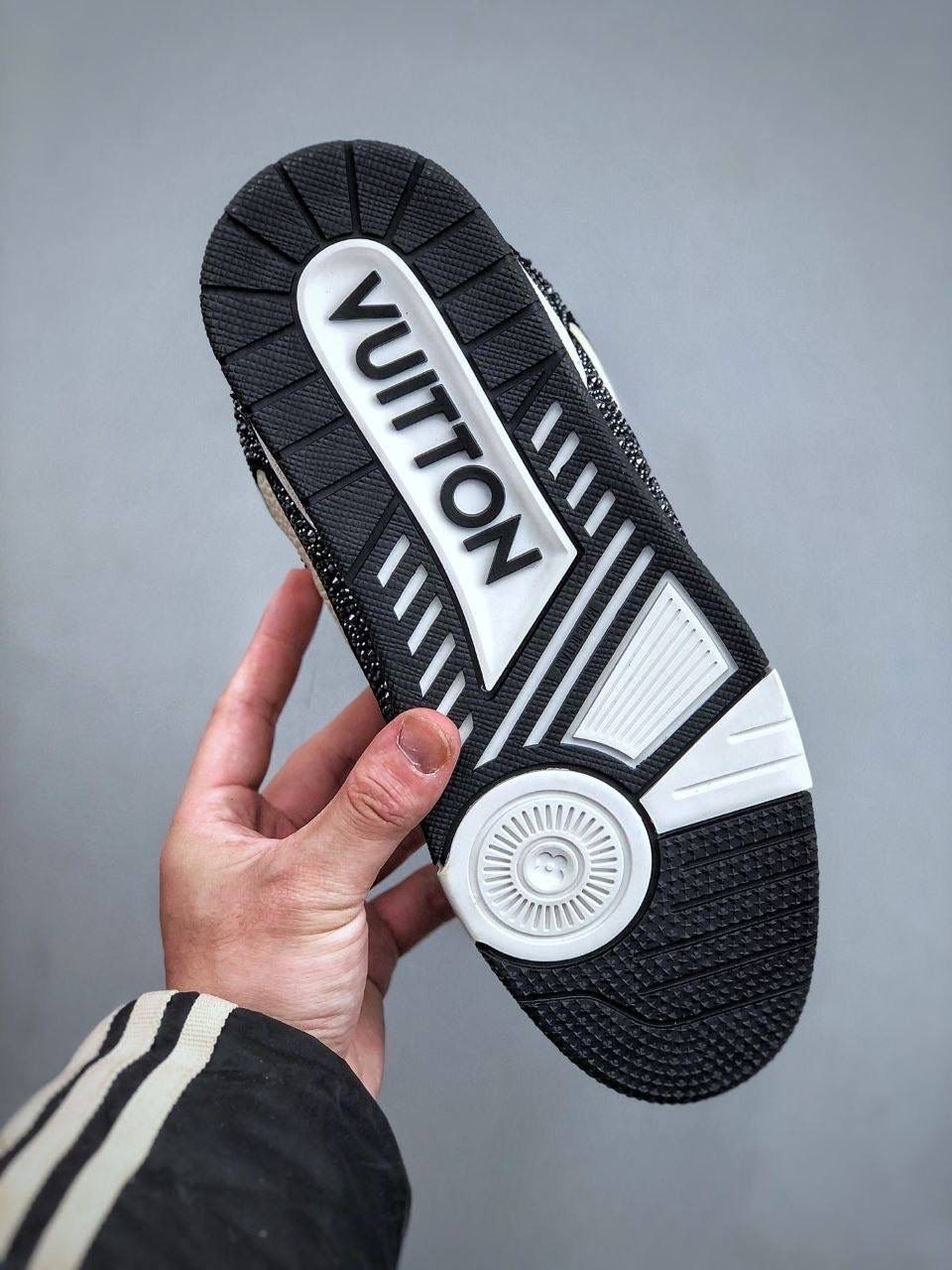 Black & white diamanté trainers