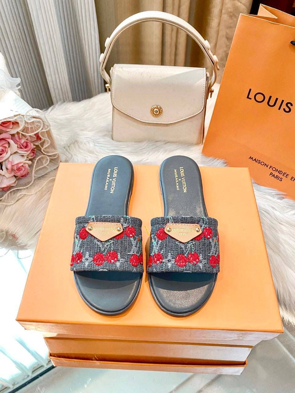 LV CHERRY SLIDERS
