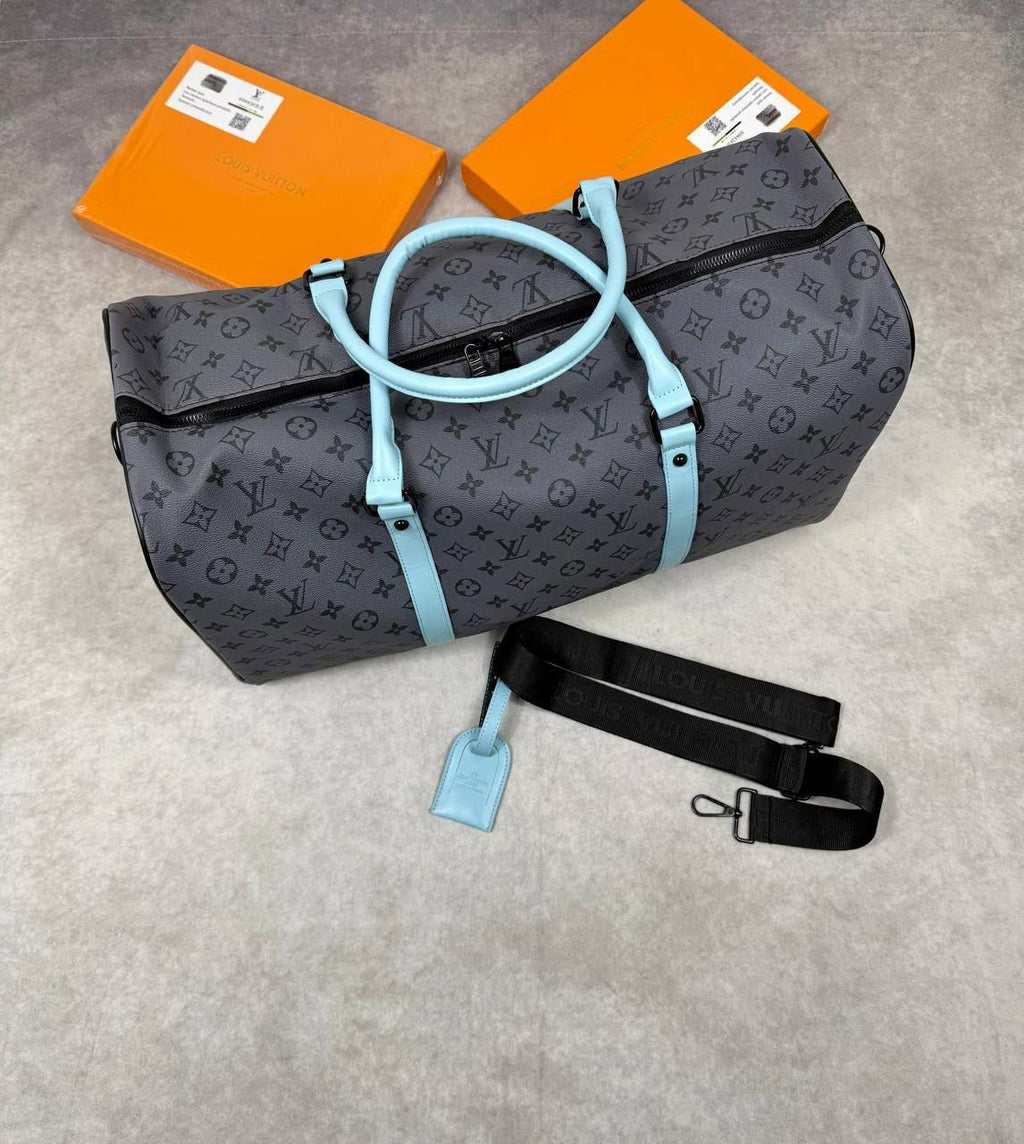 GREY & BLUE DUFFLE BAG
