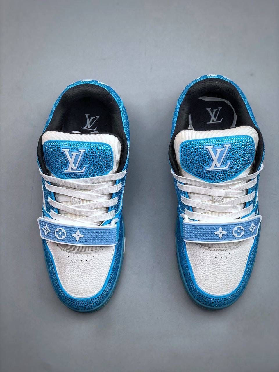 blue diamanté trainers