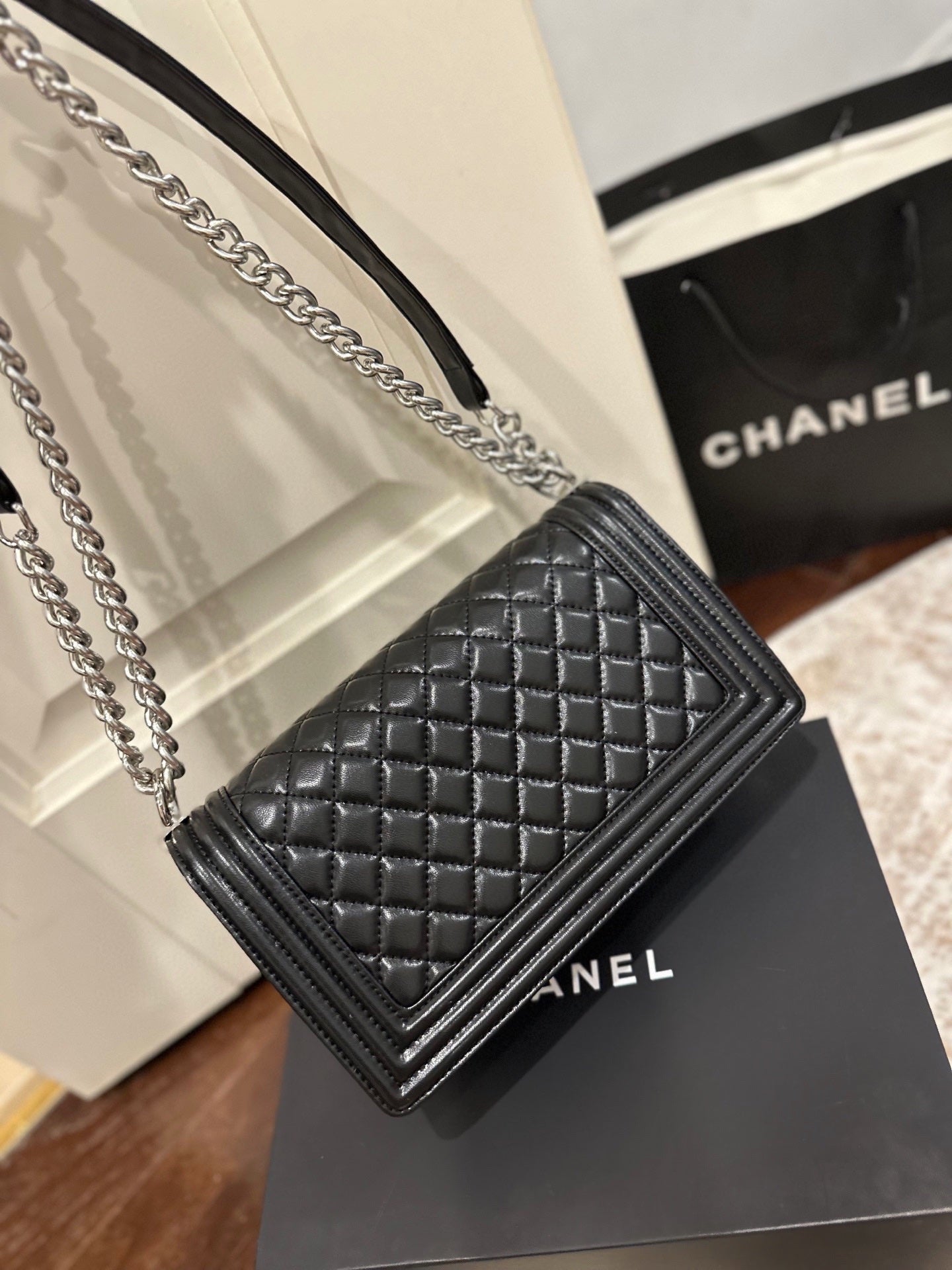 CC boy flap bag silver hardware