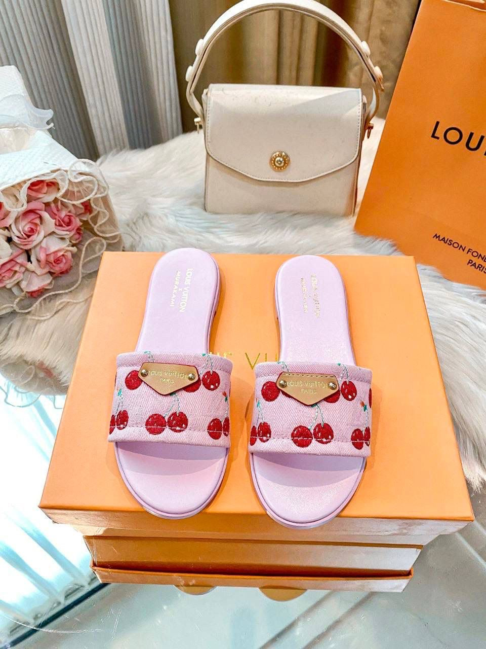 LV CHERRY SLIDERS
